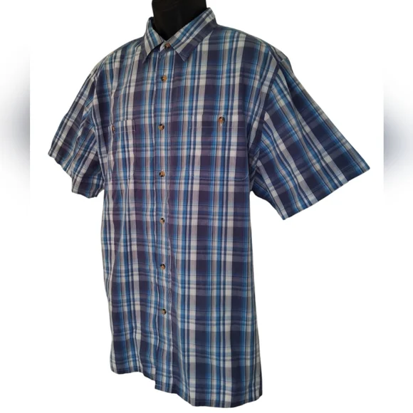 King Size Plaid Short Sleeve Button Down Shirt sz XL‎ - Picture 3 of 8